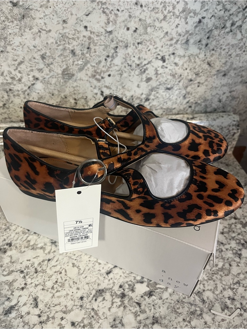 a new day Leopard Print Mary Jane Flats - Brown & Black